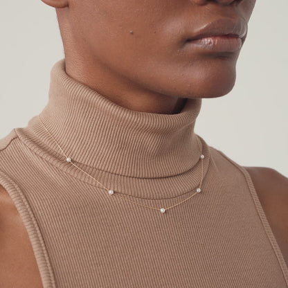 Collier station de perles en or massif 585