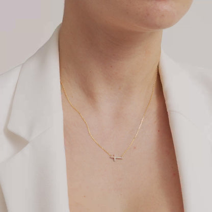 Horizontale Diamant-Kreuz-Halskette