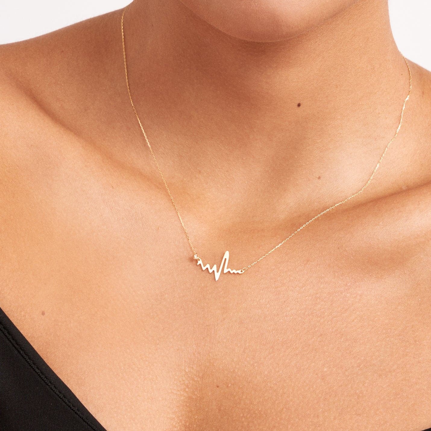 Diamond necklace Heartbeat made of 585 solid gold