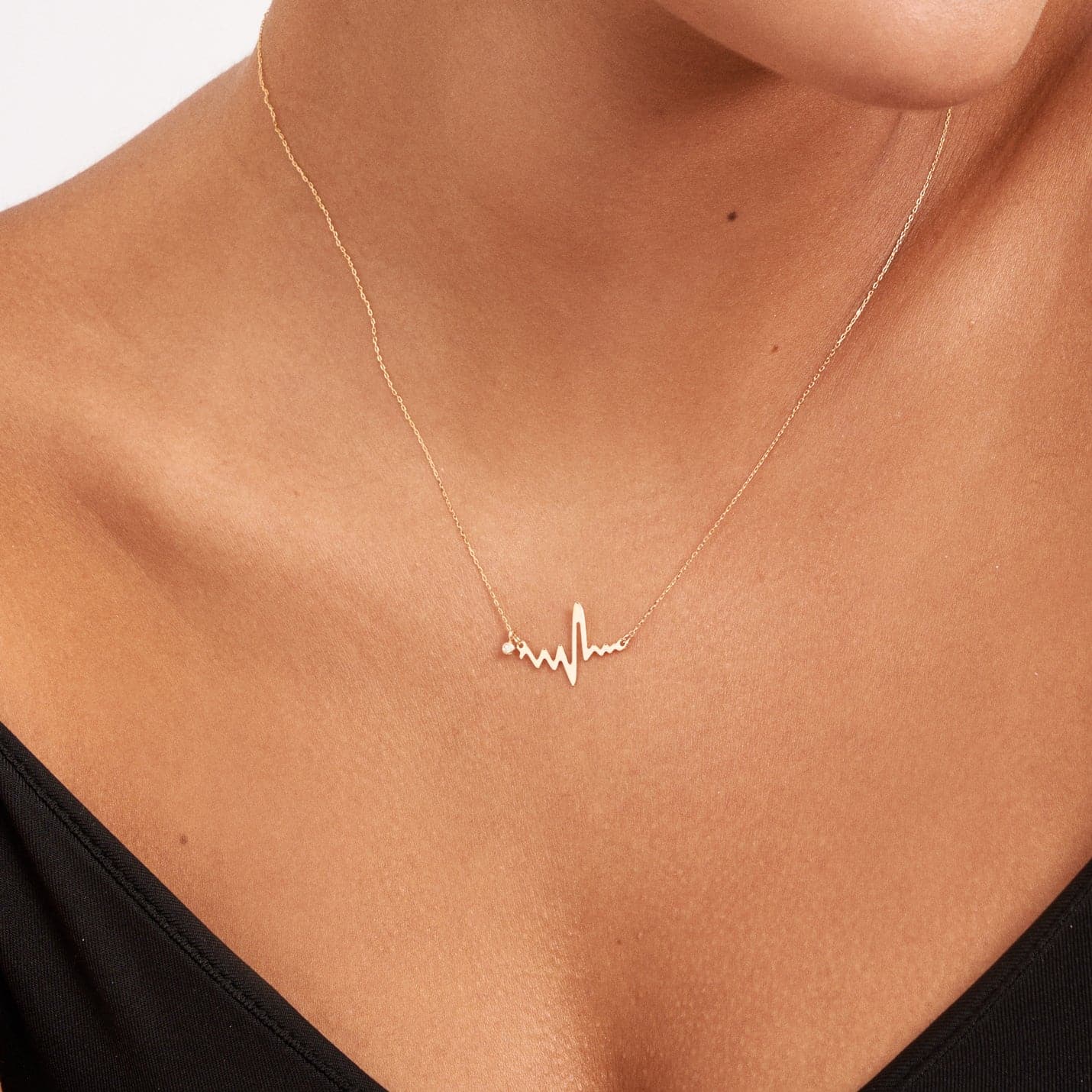 Diamond necklace Heartbeat made of 585 solid gold